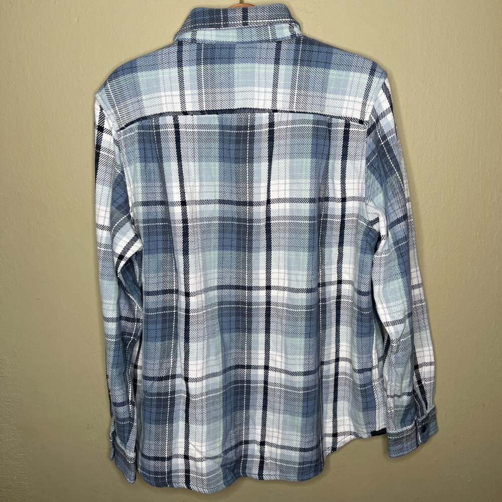 New Outerknown Blanket Shirt Blue White Heavy Organic Cotton Flannel Multi Sizes - Picture 5 of 16